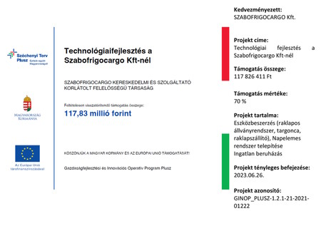 Technológiaifejlesztés a Szabofrigocargo Kft-nél - GINOP_PLUSZ-1.2.1-21-2021-01222